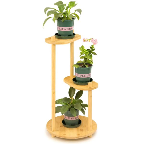 New Arrival 3-Tier Wooden Flower Stand Bamboo Plant Stands for Wholesale Use in Storage
