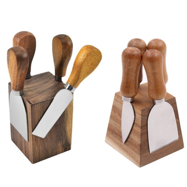 Wood Handle Design 4 Pieces Stainless Steel Knife Set Kitchen & Tableware Cutlery Set Stainless Steel Butter Pizza Cheese