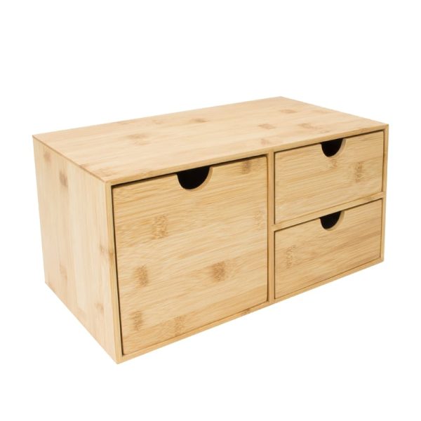 Tabletop Drawer Storage Kitchen Countertop Organizer Bamboo Desk Organizer With Drawers Multi-function Make up Case for Bedroom