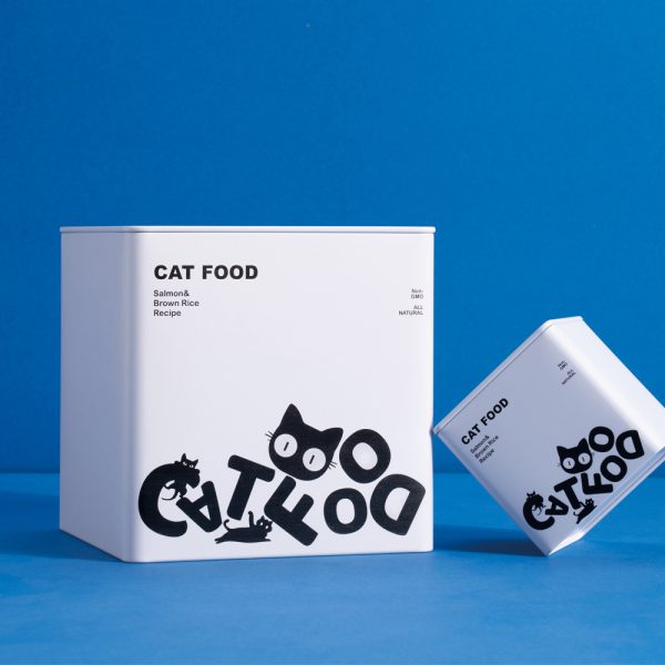 White Square Metal Box Tin Boxes Metal Tin Containers for Pet Food Packaging