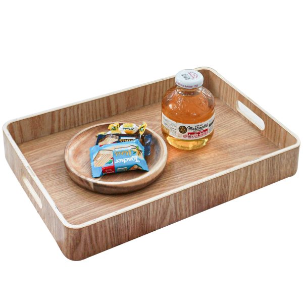 Customized Japanese Style Rectangular Willow Wood Tray for Ottoman Wooden Breakfast Tray Nonslip Wood Serving Tray With Handles