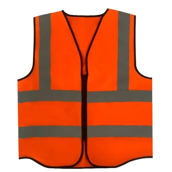 Work Safety Equipment Zipper Hi Vis Reflective Vest 100% Polyester Yellow High Visibility Reflective Safety Vest