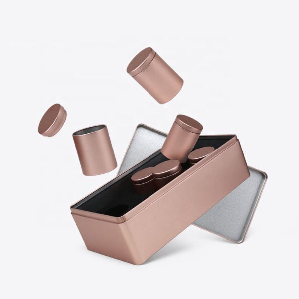 Elegant Tin Tron Gold Metal Box for Gift Packaging Tea Box With 6 Tin Cans