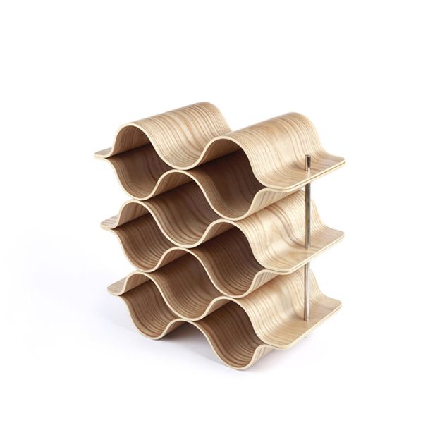 Custom Modern Willow Wooden Wine Storage Display Rack Wood 9 Bottles Countertop Wine Rack