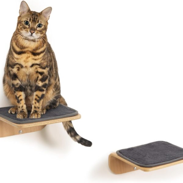 Wood Cat Wall Hanging Shelves Furniture Cat Hammock Platform Wall Mounted Cat Climbing Shelves and Perches