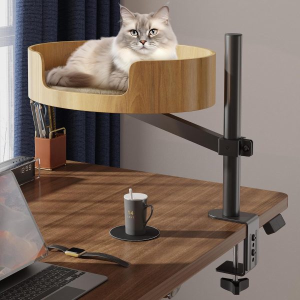 Cat Bed for Indoor Cats with Adjustable Height&360° Rotation. Elevated Desk Nest Cat Bed for Table.