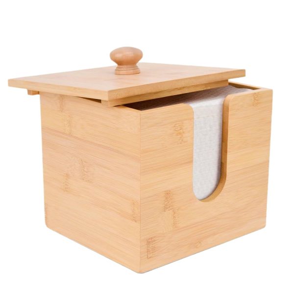 Bamboo Box for Clean Towels Face Towel. Disposable Makeup Remover Dry Wipes. Bamboo Towel Container Towel Holder