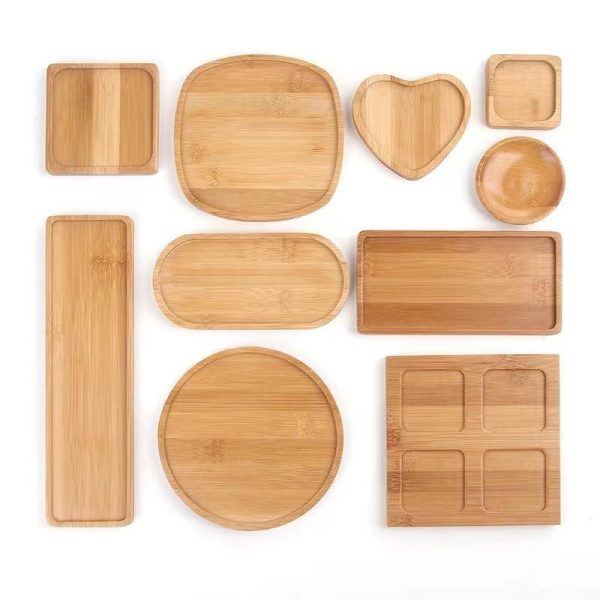 Eco-Friendly Bamboo Luxury Food Dessert Tray Popular Design Dinner Plate Sets Restaurant Serving Tray