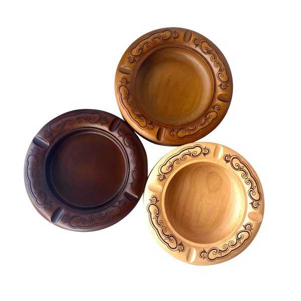 Durable Solid Wood 4 Slot Cigar Holder Large Heavy Beech Wood Cigar Ashtrays for Men Patio Wooden Cigar Ash Tray