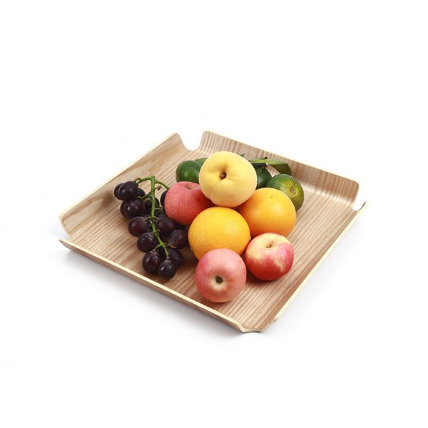 Wholesale Curved Wood Willow Plywood Tray Wooden Square Serving Tray for Dinner Plates Bakery for Bathroom Kitchen Accessories