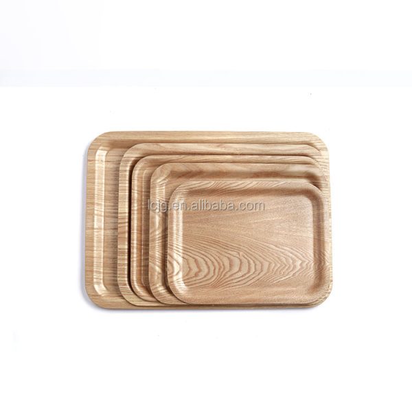Willow Wood Rectangle Snack Serving Tray Anti-Slip Lacquer Wood Tray for Restaurant Kitchen Tableware Use for Desk Accessory