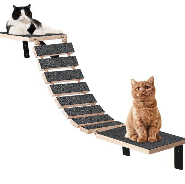 Solid Wooden Cat Climbing Frame Cat Jumping Platform Dangling Bridge Soft Jumping Ladder Wall Mounted Cat Hut