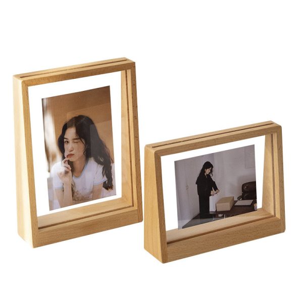 Creative Double-Sided Transparent Embossed Glass Photo Mounting Frame OEM Solid Wood Photo Frame