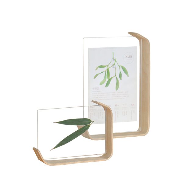 Solid 6-inch Wood and Acrylic Photo Frame Creative Desktop Decoration with Dried Flower Plant Specimen for Table Decoration