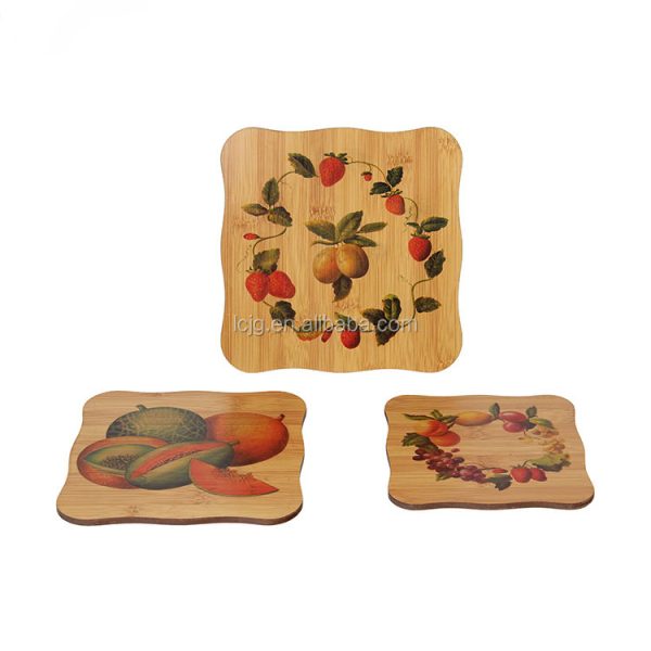 Wholesale Food Grade Bamboo Wooden square Bulk Table Coasters
