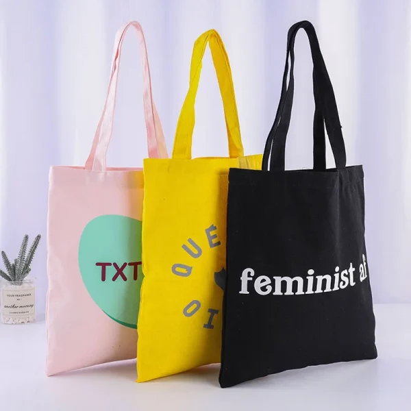 Hot Sale Promotional Personalized Blank Plain Cotton Canvas Bags Reusable Shopping Cotton Tote Bags With Custom Printed Logo