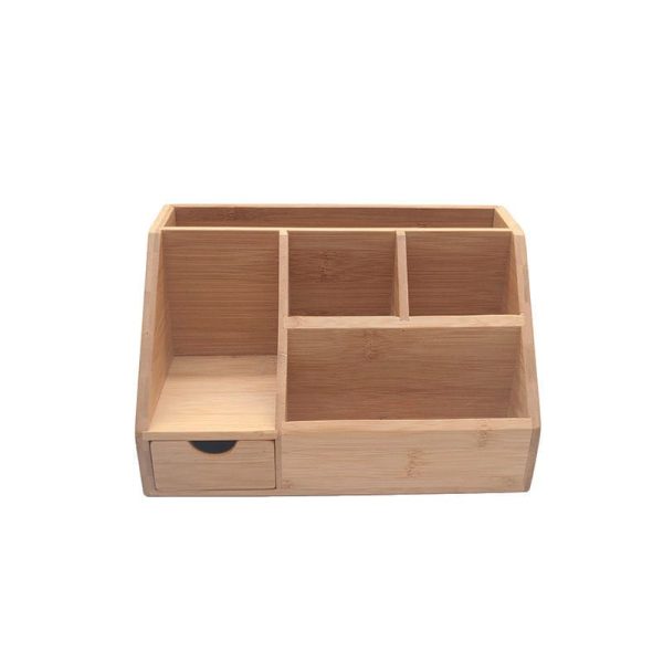 Ecofriendly Bamboo Wood Desktop Storage Box Office Supplies Storage Rack File Storage Rack With Drawer Pen Holder