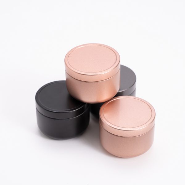 Rose Gold Round Small Metal Tinplate Candle Cans Black Candle Jars