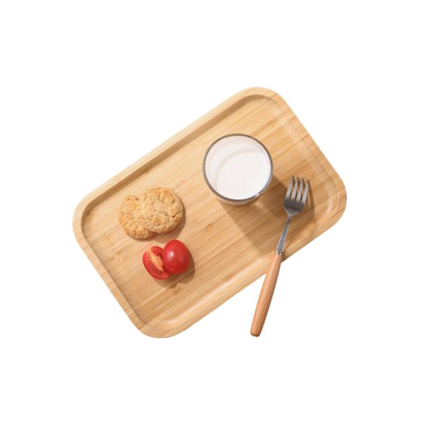 New Arrival Rectangular Bamboo Dinner Plate Bread Tea Serving Tray Wood Nonslip Willow Tray Bamboo Food Tray for Hotel Bakery