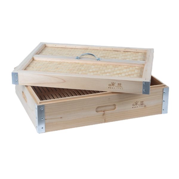 Cubic Bamboo Food Steamer with Wooden Dessert Rack Eco-Friendly Square Fir Square Bun Steamer Made from Aluminum Angle Wood