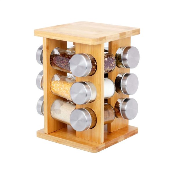 Factory Customized New Style Durable Kitchen Rack Bamboo Wooden Spice Rack Kitchen Accessories Set Storage Racks