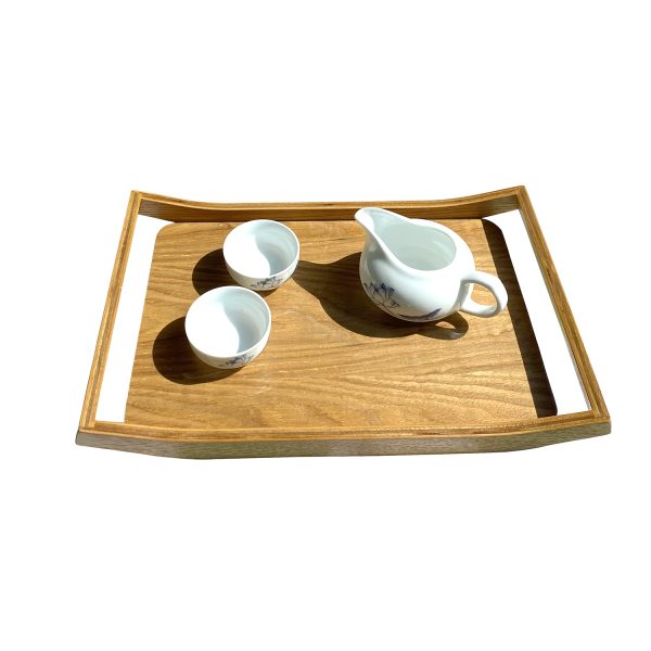 Wholesale Customizable Design Wooden Serving Food Tray with Handle Restaurant Willow Tray for Bake Dinnerware