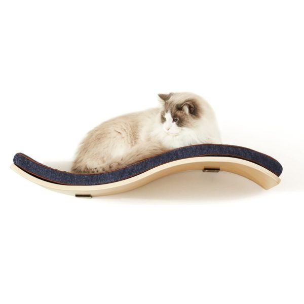 Simple Floating Cat Perches on the Wall Wave Modern Cat Bed Wooden Wall-mounted Cat Furniture