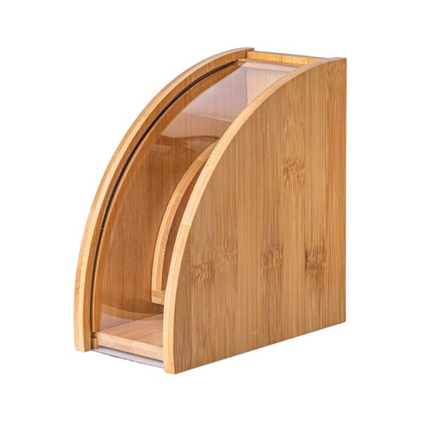 Solid Wood Storage Box Bamboo Hand Coffee Filter Stand with Dustproof Feature Fan-Shaped Tissue Boxes