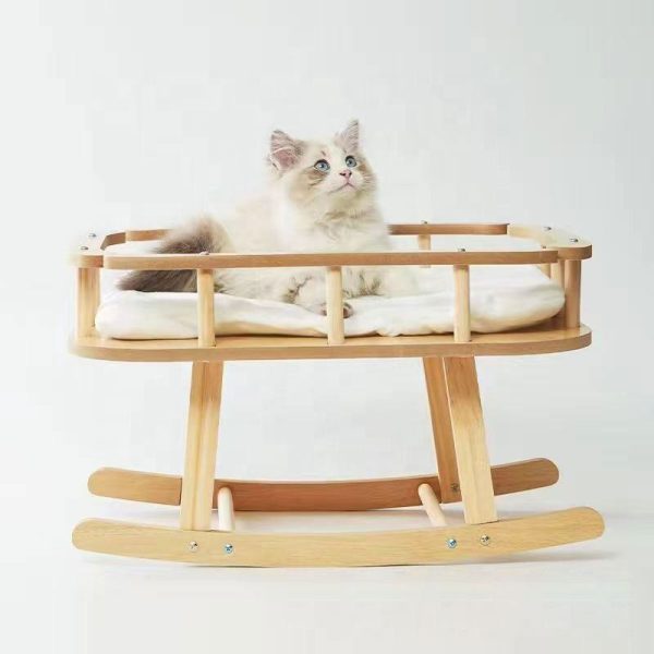 Luxury Pet Hammock Bed Semi Enclosed Durable Cat House Wooden Cat Bed