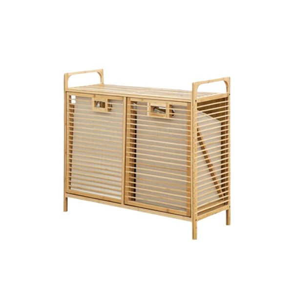 Household Bamboo Laundry Basket Organizer Rack Bathroom Storage Organizer Foldable Cloth Organizer Rack