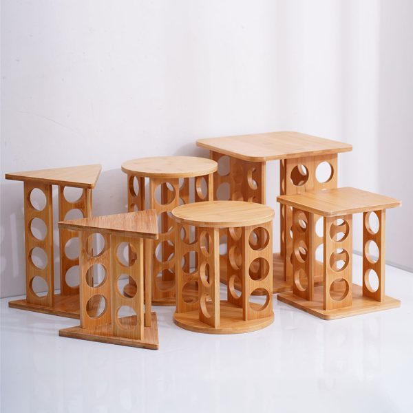 Multi-Layer Bamboo Wood Spice Rack Kitchen Accessories-Living Room Tool for Seasoning Bottle Storage Rotating Seasoning Rack