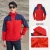 Hooded detachable red with navy blue (color-blocking)