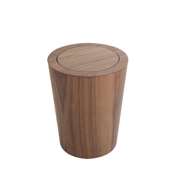 High Quality Household Lid Office Walnut Wooden Small Wastebasket Garbage Can