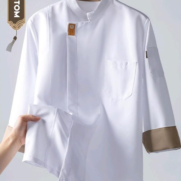 New Catering Chef Overalls Back Kitchen Canteen Hotel Baking Kitchen Custom Men and Women Long Sleeve Autumn and Winter