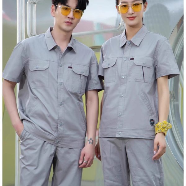 Cotton short-sleeved overalls suit men's summer thin electrician half-sleeved cotton engineering department tooling custom labor insurance clothing