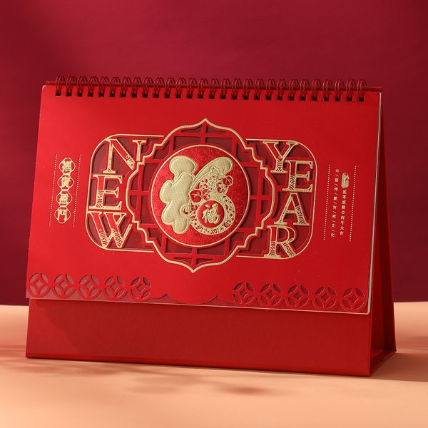 2026 festive transparent carving table calendar hollow custom printed enterprise advertising monthly calendar hot stamping business enterprise desk calendar