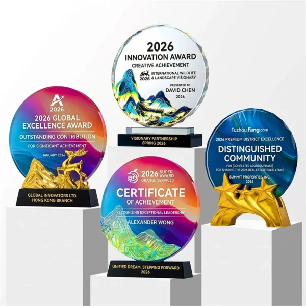 Unique Crystal Awards with Mountain and Decorative Bases