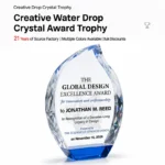 Creative water-drop crystal award trophy with blue accent base