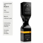 Black twisted crystal trophy Model A, 5 × 5 × 24 cm