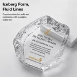 Iceberg crystal award with fluid irregular edge texture