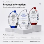 Flame crystal trophy product parameters for color and transparent sizes