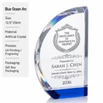 Blue Ocean Arc crystal trophy 12.5 × 20 cm