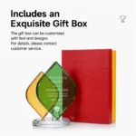 Dual-leaf crystal award with customizable gift box packaging