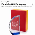 Curved crystal award with customizable red and yellow gift box