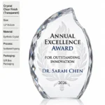 Transparent clear-finish crystal award 12 × 16.5 cm