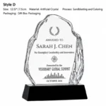Style D iceberg crystal award 12.5 × 17.5 cm with black base
