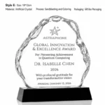 Style E iceberg crystal award 18 × 12 cm with black base