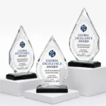 Crystal trophies available in three sizes