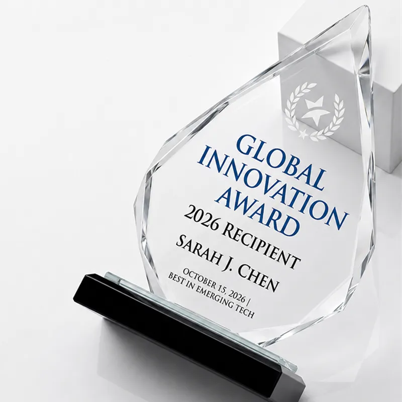 Iceberg crystal trophies with custom engraving