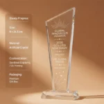 Steady Progress clear crystal award 8 × 24.5 cm with custom engraving